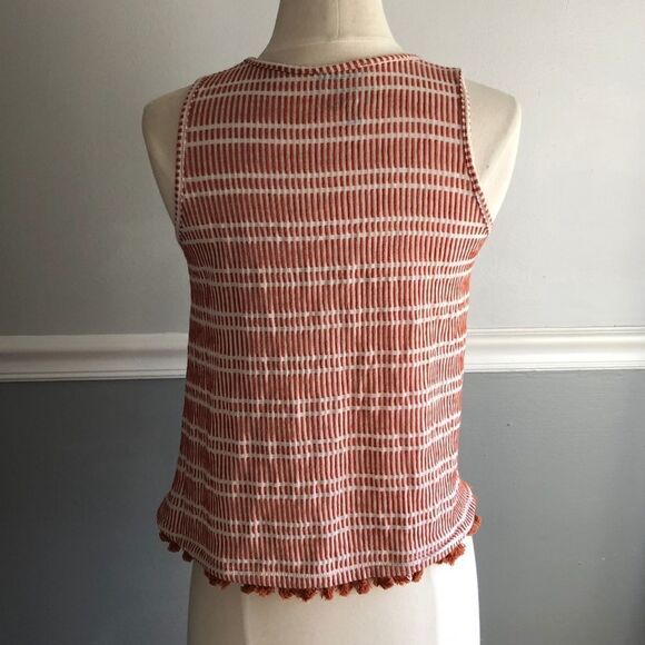 W5 Rust Orange Tasseled Tank Top - Picture 3 of 7